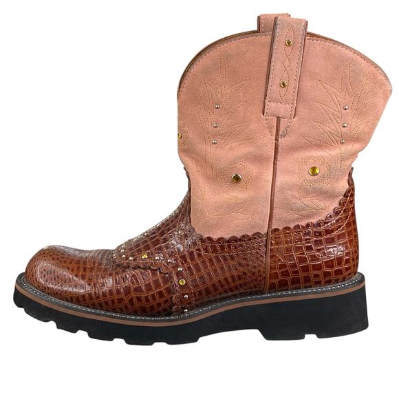 Ariat Women's Fatbaby Brown Pink Western Cowgirl Boot Size 11 B - Picture 3 of 12